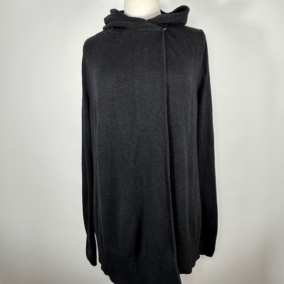 LULULEMON Size 6? Hooded Peace Of Mind Wrap Cardigan Sweater Heathered Black - Picture 3 of 14